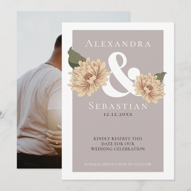 Save The Date Mariage Floral Simple Et Élégant Enregistrer La Da (Devant / Derrière)