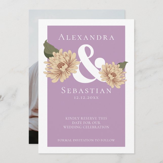 Save The Date Mariage Floral Simple Et Élégant Enregistrer La Da (Devant / Derrière)