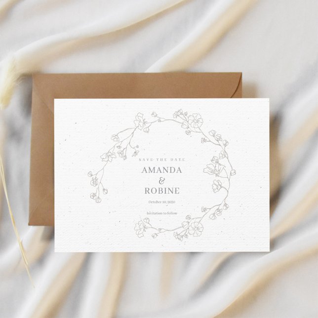 Save The Date Mariage Floral Simple Et Élégant Enregistrer La Da (Créateur téléchargé)