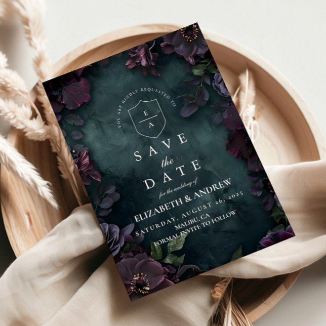 Save The Date Mariage Floral Sombre et Élégant (Créateur téléchargé)