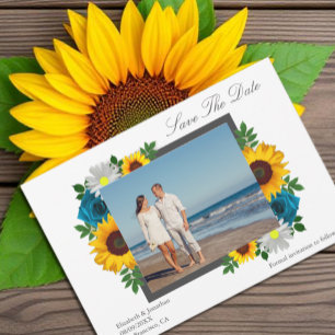 Save The Date Mariage Floral Tournesol Rose Marguerite