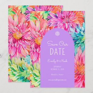 Save The Date Mariage Floral Tropical Aquarelle Moderne Coloré