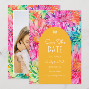 Save The Date Mariage Floral Tropical Aquarelle Moderne Coloré