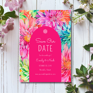 Save The Date Mariage Floral Tropical Aquarelle Moderne Coloré