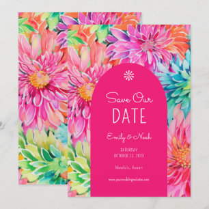 Save The Date Mariage Floral Tropical Aquarelle Moderne Coloré