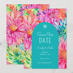 Save The Date Mariage Floral Tropical Aquarelle Moderne et Color