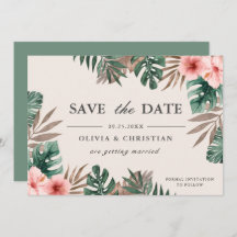 Mariage Floral Tropical Aquarelle Monstera Vert