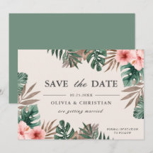 Mariage Floral Tropical Monstera Aquarelle Verte