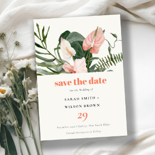 Save The Date Mariage floral tropical vibrant Peach Blush Boho