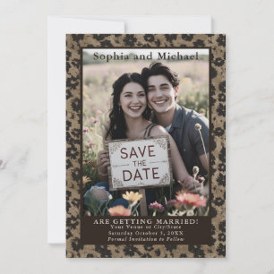 Save The Date Mariage Floral Vintage Humeur Économisez la Date N