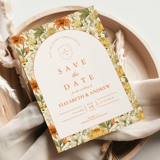 Save The Date Mariage Floral Vintage Rustique (Créateur téléchargé)