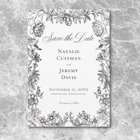 Mariage Floral Vintage Tapisserie Noir & Blanc