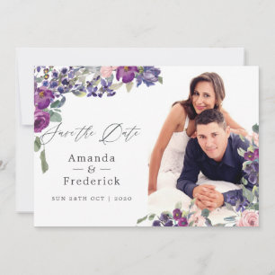 Save The Date Mariage floral violet et prune