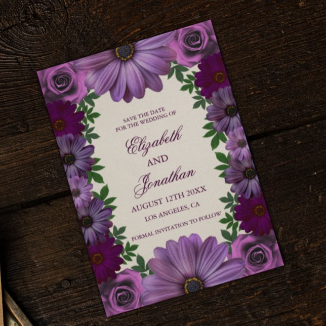 Save The Date Mariage Floral Violet Royal (Créateur téléchargé)