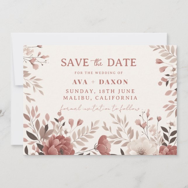 Save The Date Mariage flou Dusty Rose (Devant)