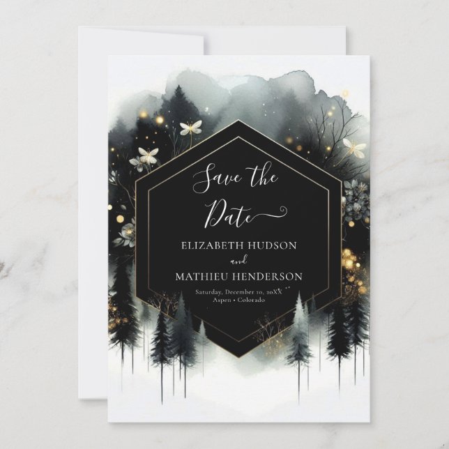 Save The Date Mariage forestier enchanté romantique personnalisé (Devant)