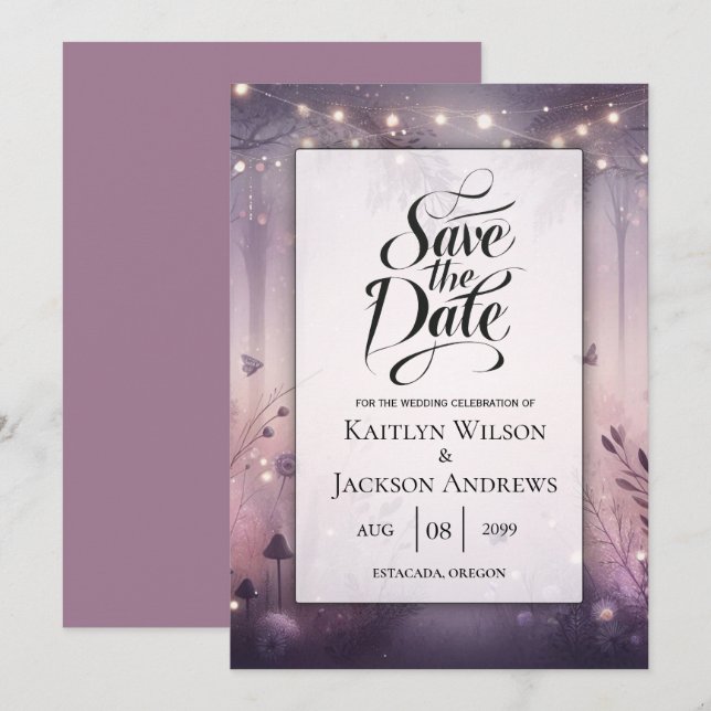 Save The Date Mariage forestier Ethereal Fairy (Devant / Derrière)