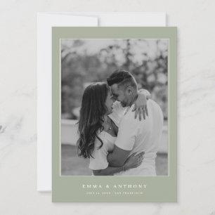 Save The Date Mariage Formel Vintage Vert Sauge Monogramme