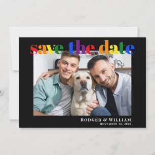 Save The Date Mariage Gay Rainbow Photo Black Enregistrer La Dat