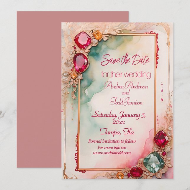 Save The Date Mariage Gemstone (Devant / Derrière)
