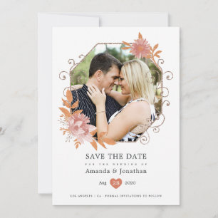 Save The Date Mariage géométrique à l'aquarelle en terre cuite