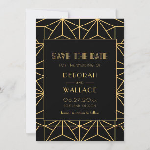 Save The Date mariage géométrique art déco vintage des années 19