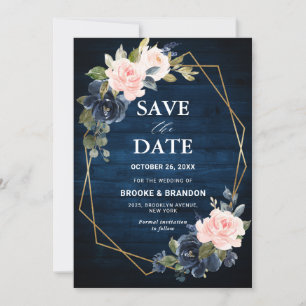 Save The Date Mariage géométrique bleu bleu bleu bleu bleu marin