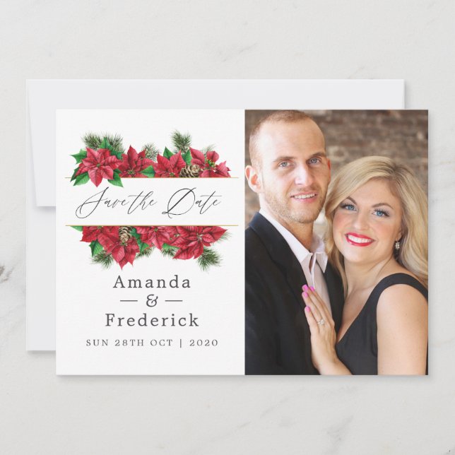 Save The Date Mariage Géométrique de Noël Floral (Devant)