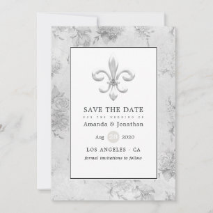 Save The Date Mariage géométrique Lavande et or Floral