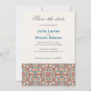 Save The Date Mariage géométrique mandala en treillis marocain
