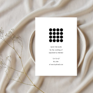 Save The Date Mariage géométrique minimaliste noir