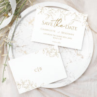 Mariage Gold Classic Greenery Enregistrer La Date