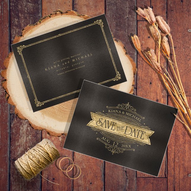 Save The Date Mariage Gold Filigree fin ID871 (Créateur téléchargé)