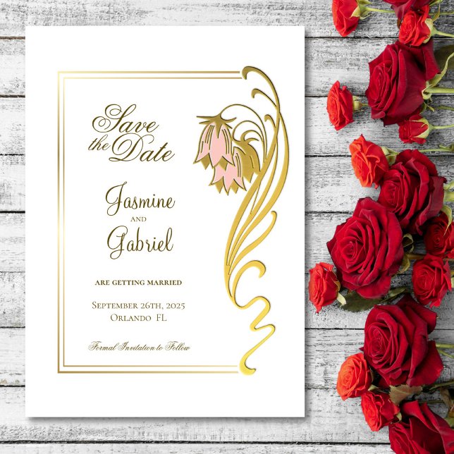 Save The Date Mariage Gold Frame élégant (Créateur téléchargé)