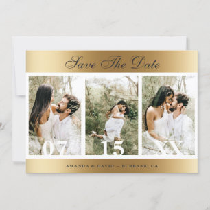 Save The Date Mariage Gold Photo Collage