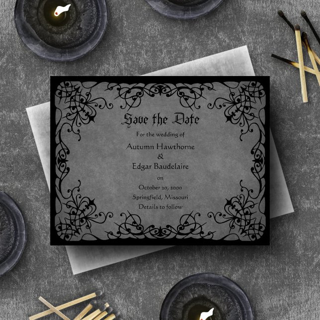 Save The Date Mariage gothique à dentelle noire (Créateur téléchargé)
