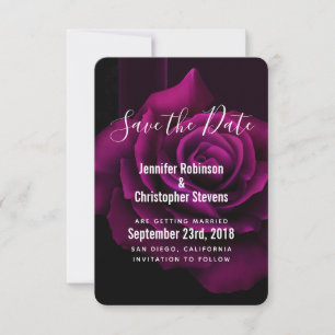 Save The Date Mariage gothique à fleurs violettes-rouges