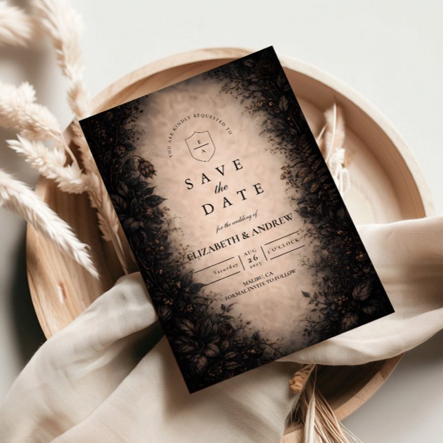 Save The Date Mariage gothique botanique de minuit (Créateur téléchargé)