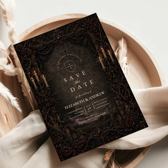 Save The Date Mariage gothique de campagne rustique sombre (Créateur téléchargé)