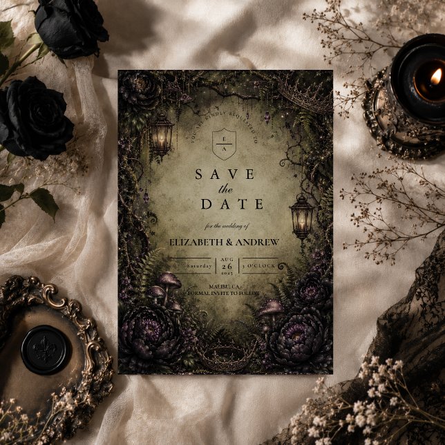 Save The Date Mariage gothique de fée de la forêt mystique (Créateur téléchargé)