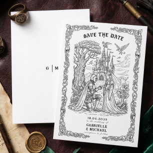 Save The Date Mariage gothique du château de la mariée chevalier