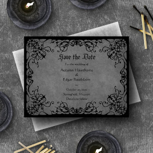 Save The Date Mariage gothique en dentelle noire