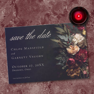 Save The Date Mariage gothique floral sombre romantique lunatiqu