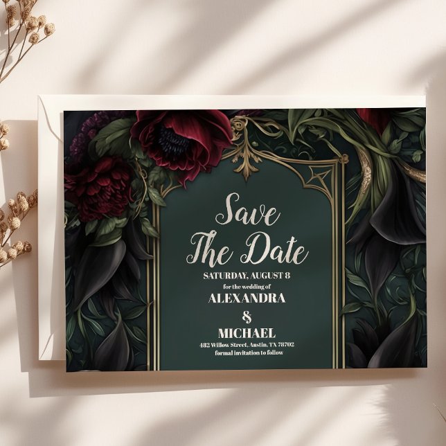 Save The Date Mariage gothique Halloween aux Roses rouges (Créateur téléchargé)