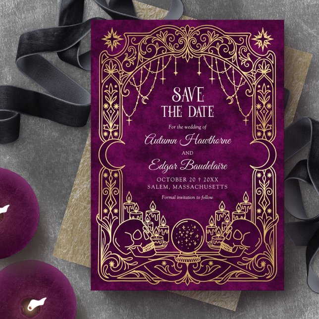 Save The Date Mariage gothique Halloween Tarot (Créateur téléchargé)