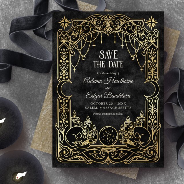 Save The Date Mariage gothique Halloween Tarot (Créateur téléchargé)