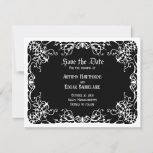 Save The Date Mariage gothique noir blanc