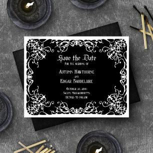 Save The Date Mariage gothique noir blanc