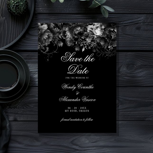 Save The Date Mariage Gothique Noir Classique Enregistrer La Dat (Créateur téléchargé)