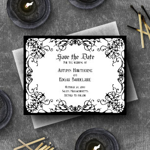 Save The Date Mariage gothique noir et blanc